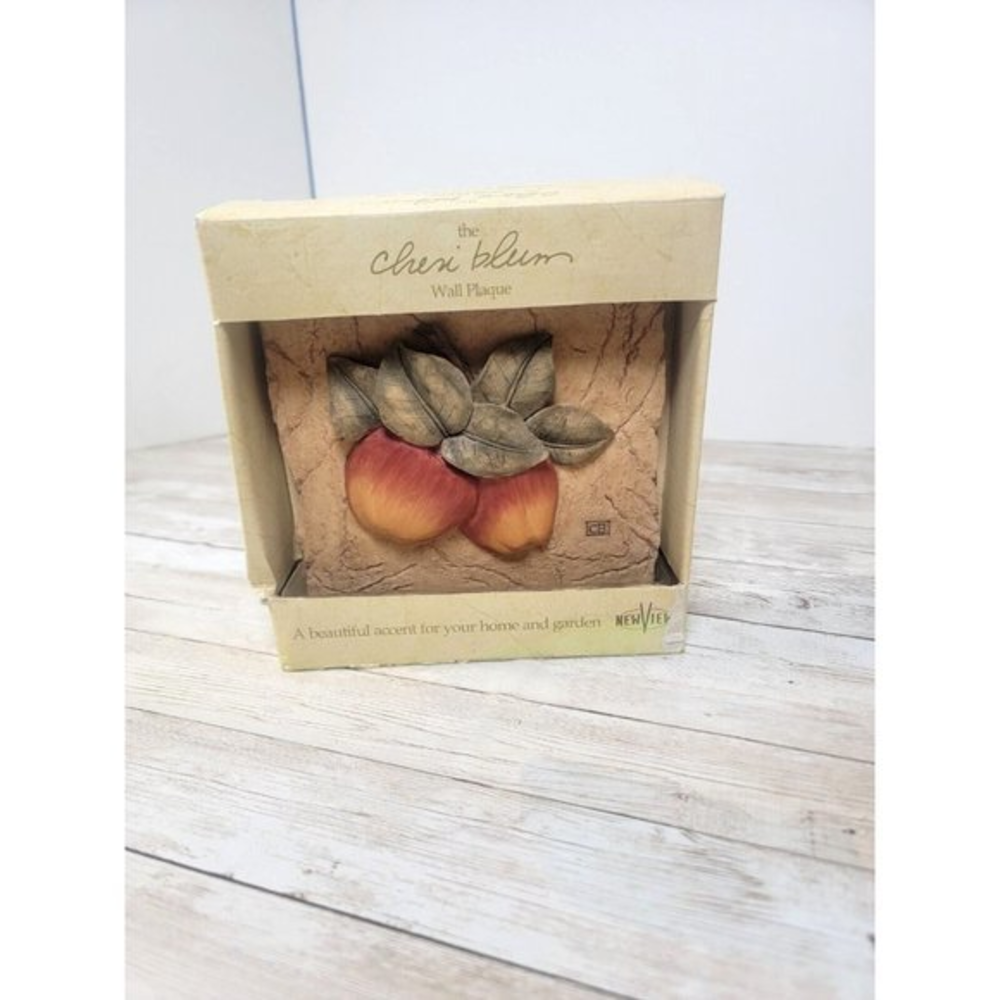 Cheri‎ Blum Wall Plaques 3D Fruit Ceramic Tile Peach Apple Orange Red Leaves